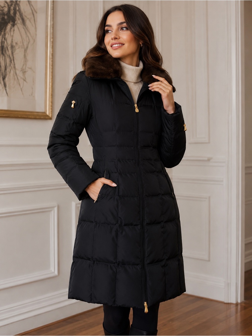 ✨SALE!!!✨Laundry✨CHIC PLUSH BUBBLE BLACK COAT W/ LUXURY FAUX FUR COLLAR
